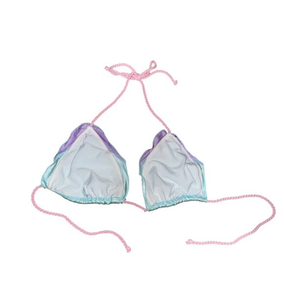 XL‎ Shiny Triangle Bikini Set Blue Purple Mermaid Sexy Y2K Swimwear Ariel Beach - Picture 4 of 7